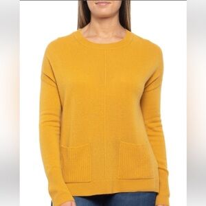 Tahari Pure Luxe 100% Cashmere Sweater Gold Size medium NWT
